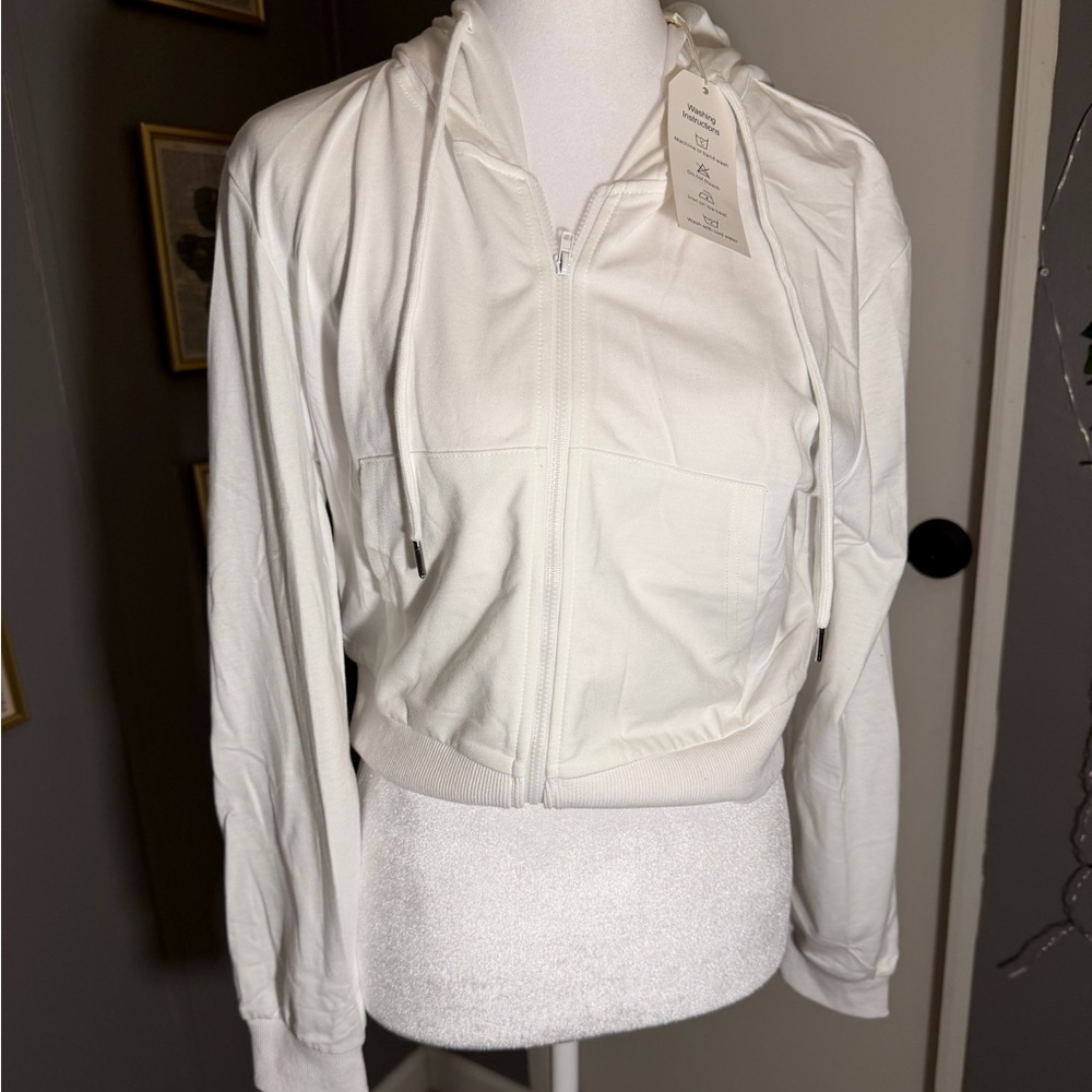 Women's White Hoodie‎ Jacket